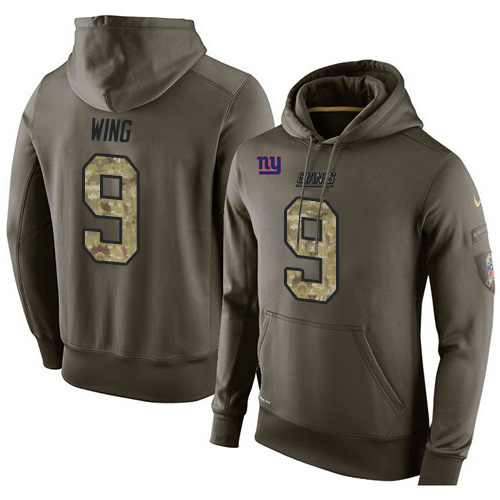 NFL Nike New York Giants #9 Brad Wing Green Salute To Service Men's Pullover Hoodie